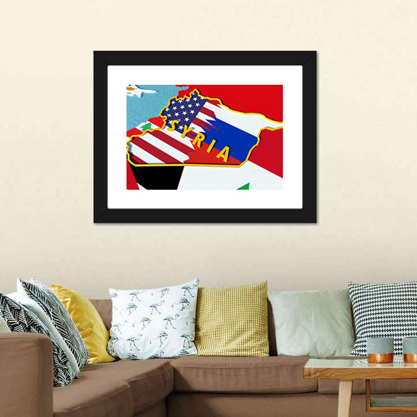 Map Of Syria Canvas Wall Art-5 Horizontal-Gallery Wrap-22" x 12"-Tiaracle