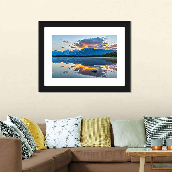 Morning In Edith Lake Canvas Wall Art-3 Horizontal-Gallery Wrap-25" x 16"-Tiaracle