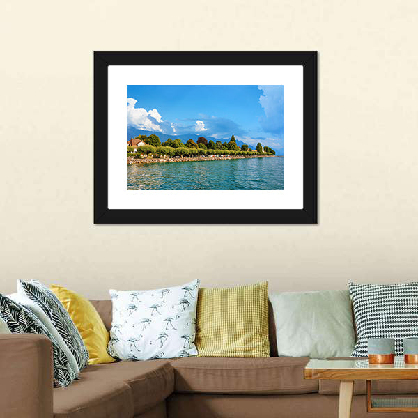 Lake Geneva in Vevey Canvas Wall Art