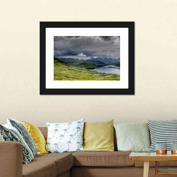 Calm Lake with Snow-capped Mountains Canvas Wall Art