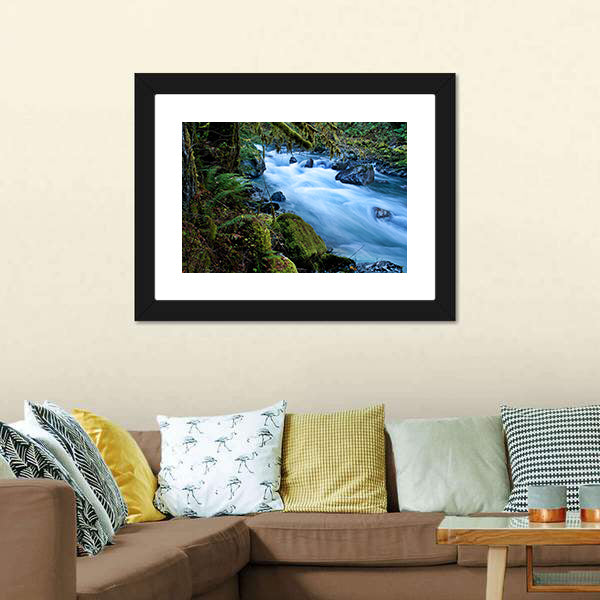 Forest With A River Canvas Wall Art-5 Horizontal-Gallery Wrap-22" x 12"-Tiaracle