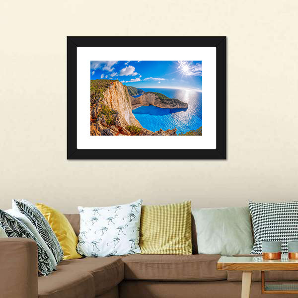 Navagio Beach With Shipwreck Greece Canvas Wall Art-5 Horizontal-Gallery Wrap-22" x 12"-Tiaracle