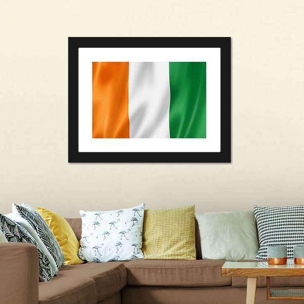 Ivory Coast Flag with Rippling Fabric Canvas Wall Art