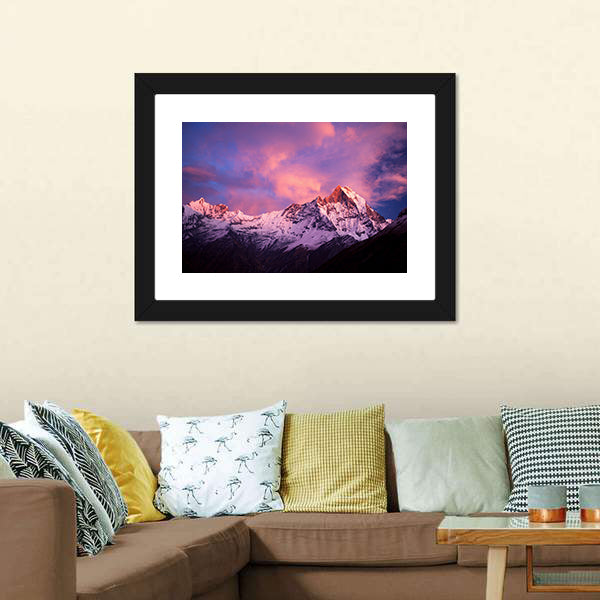 Mount Machhapuchhre At Sunset Canvas Wall Art-5 Horizontal-Gallery Wrap-22" x 12"-Tiaracle