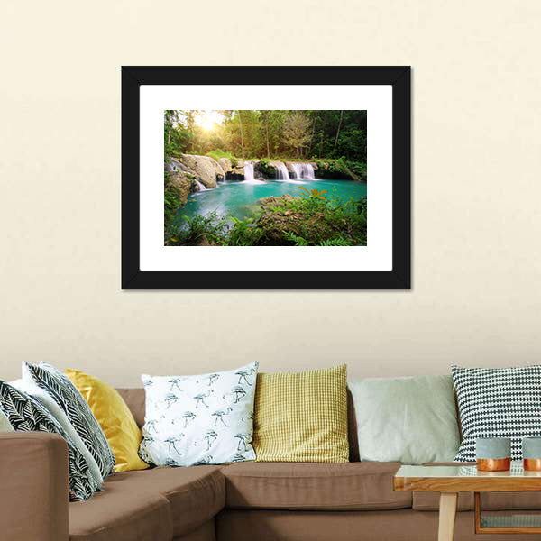 Deep Forest Waterfall Philippines Canvas Wall Art-5 Horizontal-Gallery Wrap-22" x 12"-Tiaracle
