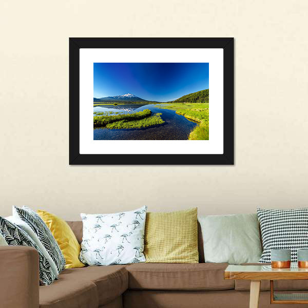 Mount Bachelor From Lake Canvas Wall Art-5 Horizontal-Gallery Wrap-22" x 12"-Tiaracle
