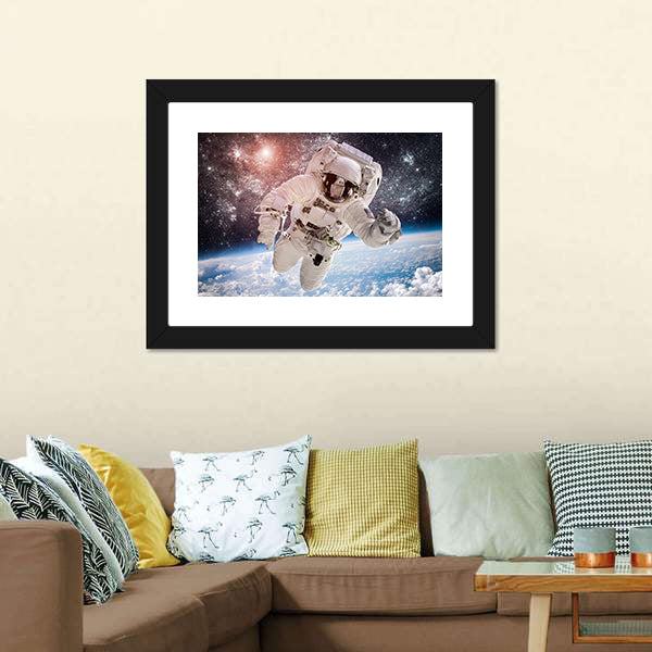 Astronaut In Space Canvas Wall Art-5 Horizontal-Gallery Wrap-22" x 12"-Tiaracle