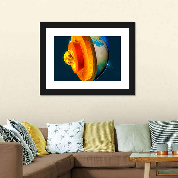Earth's Core Cross-section Illustration Canvas Wall Art