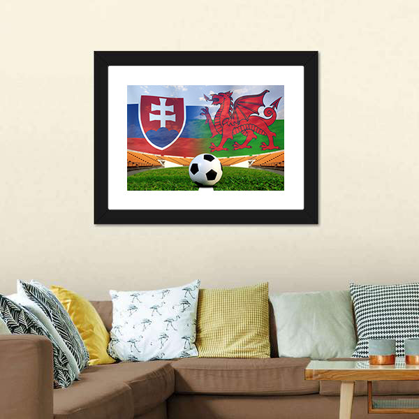 Football Slovakia And Welsh Canvas Wall Art-5 Horizontal-Gallery Wrap-22&quot; x 12&quot;-Tiaracle