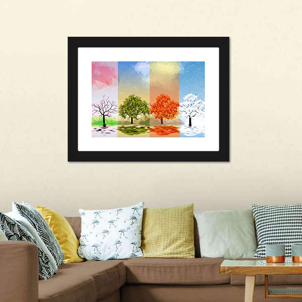 Four Seasons Geometric Landscape Canvas Wall Art