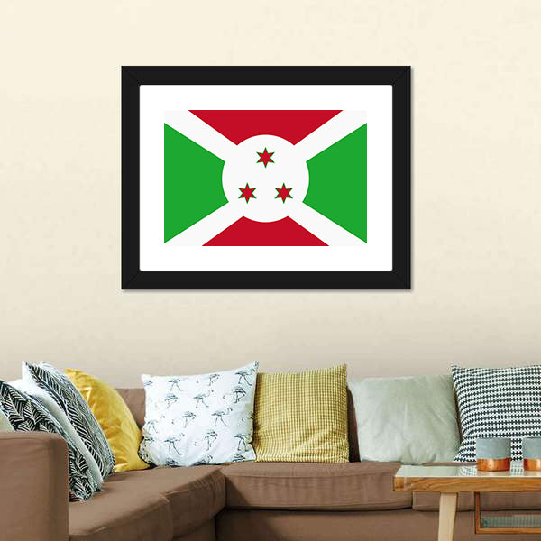 Flag Of Burundi Canvas Wall Art-5 Horizontal-Gallery Wrap-22" x 12"-Tiaracle