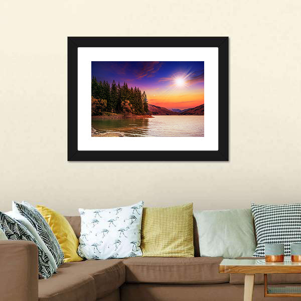 Mountain Lake in Autumn Canvas Wall Art