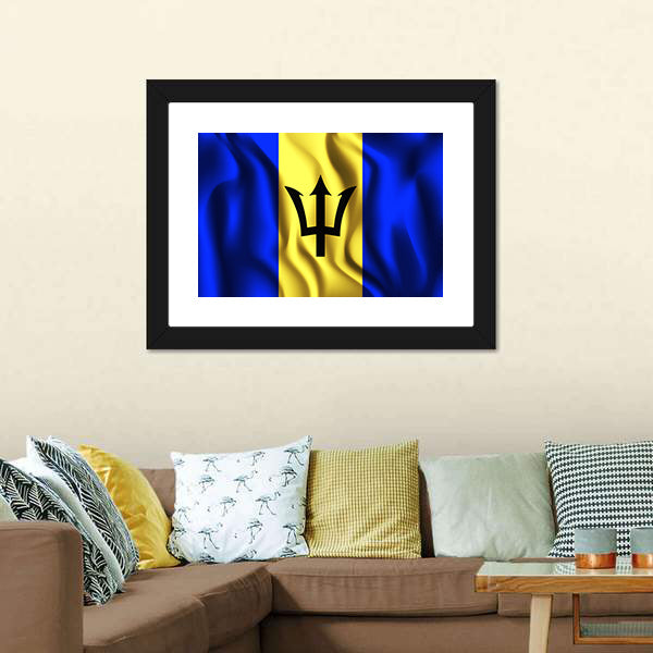 Flag Of Barbados Canvas Wall Art-5 Horizontal-Gallery Wrap-22" x 12"-Tiaracle