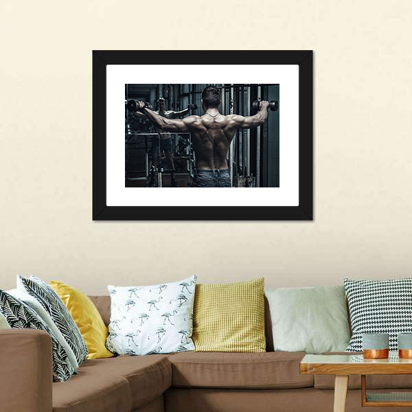 Athlete In Old Rusty Gym Canvas Wall Art-3 Horizontal-Gallery Wrap-25" x 16"-Tiaracle