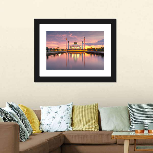Songkhla Mosque Sunset Reflection Canvas Wall Art