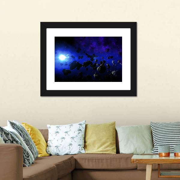 Cold Star With The Flying Asteroids Canvas Wall Art-3 Horizontal-Gallery Wrap-25" x 16"-Tiaracle