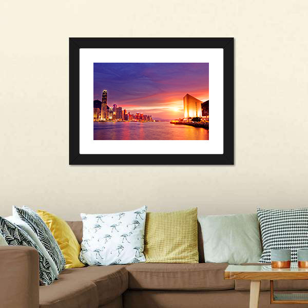 Hong Kong Cityscape at Sunset Canvas Wall Art