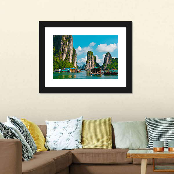 Floating Fishing Village Canvas Wall Art
