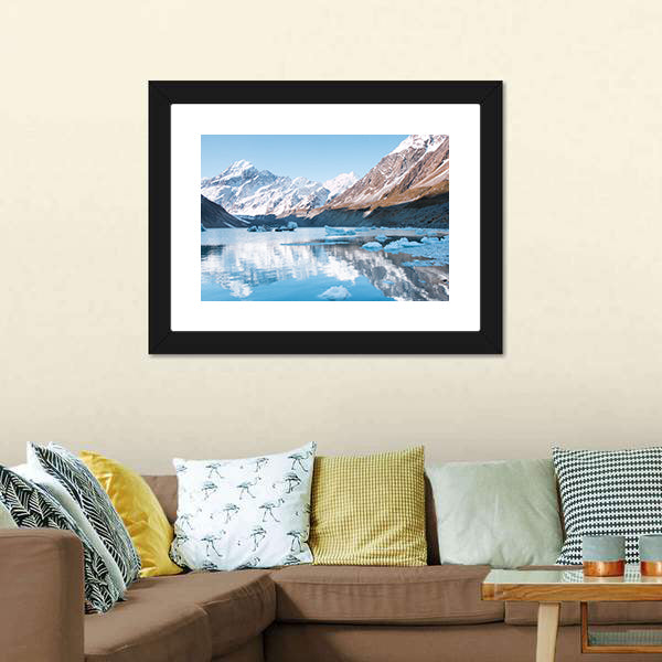 Glacial Lake with Snow-capped Mountains Canvas Wall Art