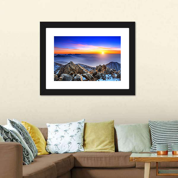 Deogyusan Sunrise Over Snow-capped Peaks Canvas Wall Art
