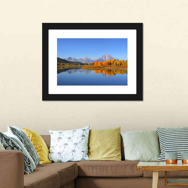 Grand Tetons Autumn Lake Reflection Canvas Wall Art
