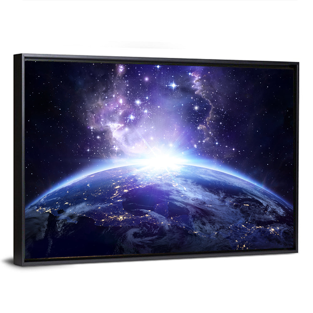 Glowing Lights on Planet Earth Canvas Wall Art