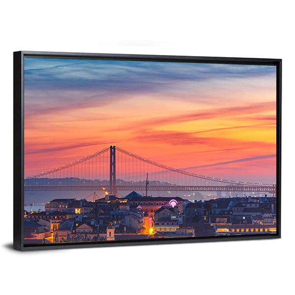 25 De Abril Bridge Canvas Wall Art-3 Horizontal-Gallery Wrap-25" x 16"-Tiaracle