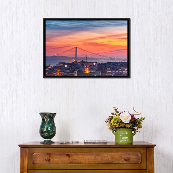 25 De Abril Bridge Canvas Wall Art-3 Horizontal-Gallery Wrap-25" x 16"-Tiaracle