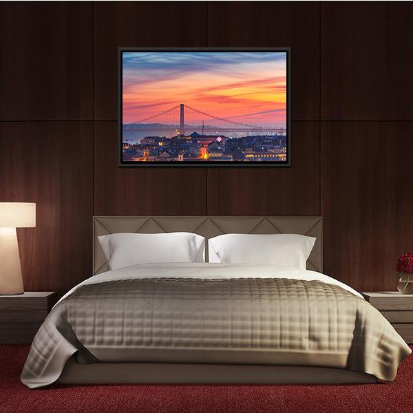 25 De Abril Bridge Canvas Wall Art-3 Horizontal-Gallery Wrap-25" x 16"-Tiaracle