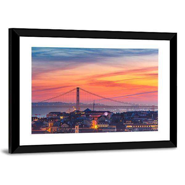 25 De Abril Bridge Canvas Wall Art-3 Horizontal-Gallery Wrap-25" x 16"-Tiaracle