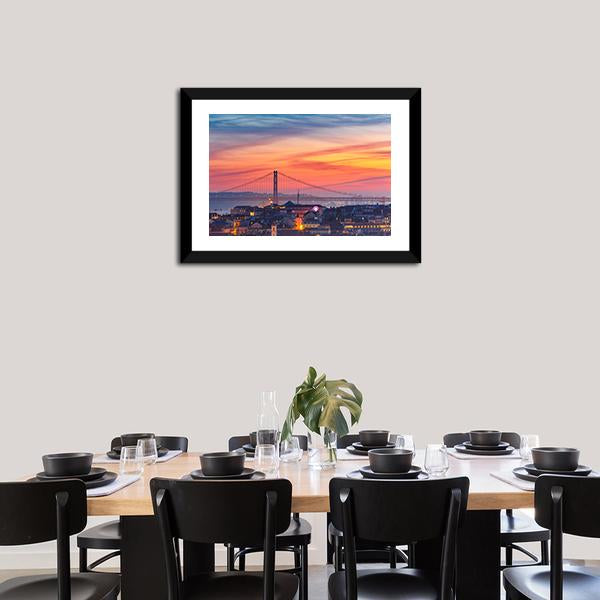 25 De Abril Bridge Canvas Wall Art-3 Horizontal-Gallery Wrap-25" x 16"-Tiaracle