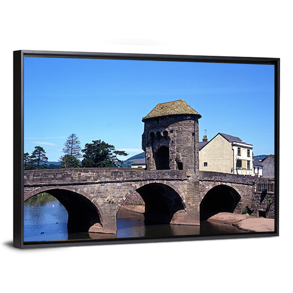 Monnow Bridge & Gatehouse Canvas Wall Art-1 Piece-Floating Frame-24" x 16"-Tiaracle