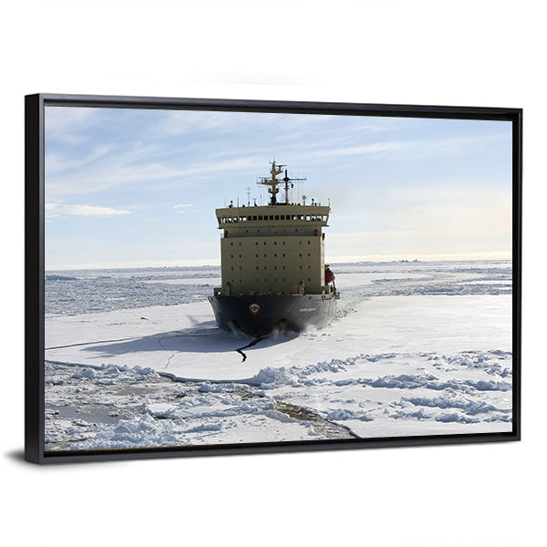 Icebreaker in Antarctica Canvas Wall Art