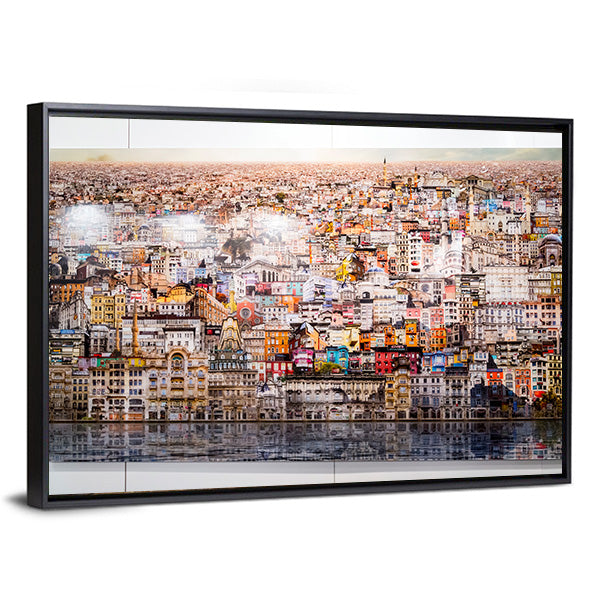 Istanbul Skyline with Water Reflection Canvas Wall Art