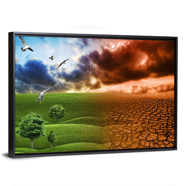 Nature Contrast in Global Warming Canvas Wall Art