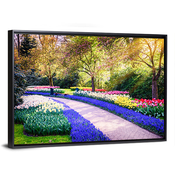 Colorful Flowers Keukenhof Garden Netherlands Canvas Wall Art-1 Piece-Floating Frame-36" x 24"-Tiaracle