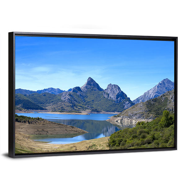 Mountain Landscape With Small Lake In Spain Canvas Wall Art-1 Piece-Floating Frame-36" x 24"-Tiaracle