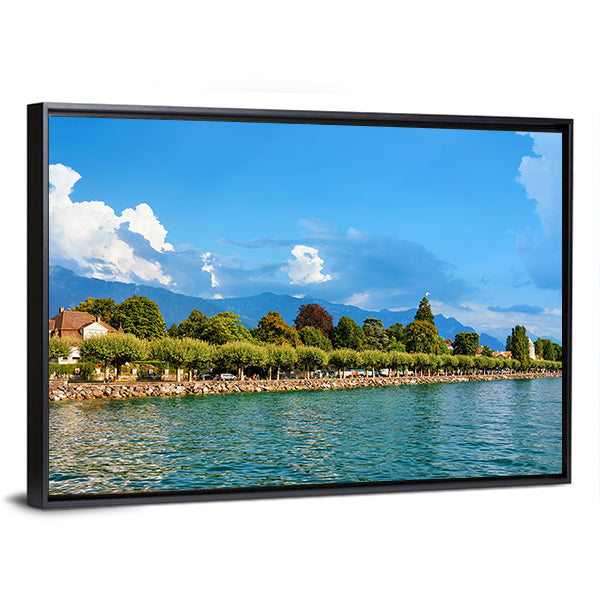 Lake Geneva in Vevey Canvas Wall Art