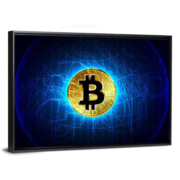 Futuristic Digital Money Canvas Wall Art-1 Piece-Floating Frame-24" x 16"-Tiaracle
