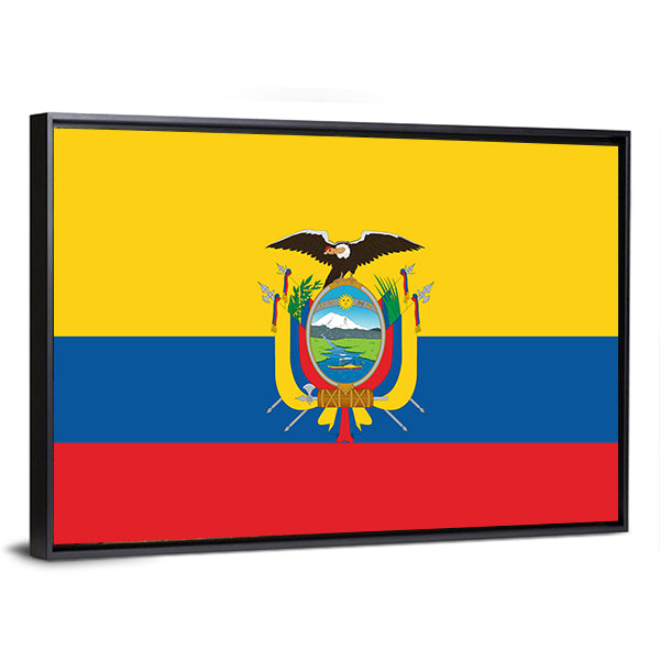 Ecuador Flag Canvas Wall Art-1 Piece-Floating Frame-36" x 24"-Tiaracle