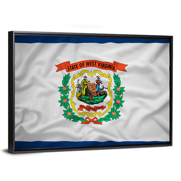 Flag Of West Virginia Canvas Wall Art-1 Piece-Floating Frame-24" x 16"-Tiaracle