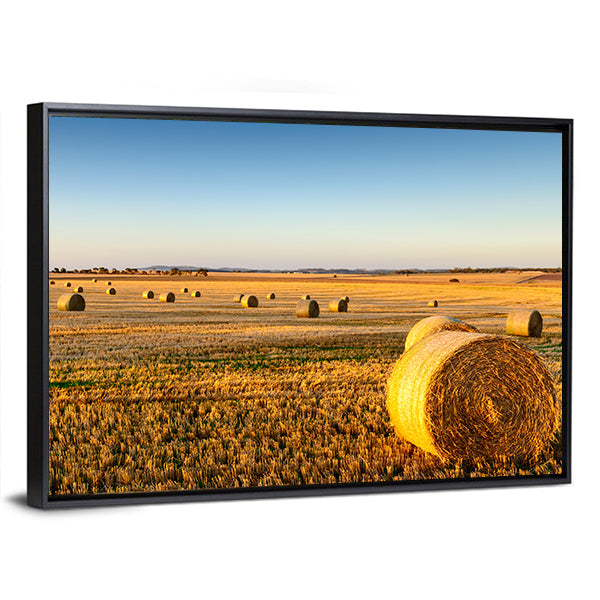 Farm Land Hay Bales On A Sunset Canvas Wall Art