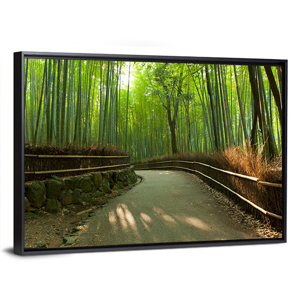 Arashiyama Bamboo Grove In Kyoto Japan Canvas Wall Art-1 Piece-Floating Frame-24" x 16"-Tiaracle
