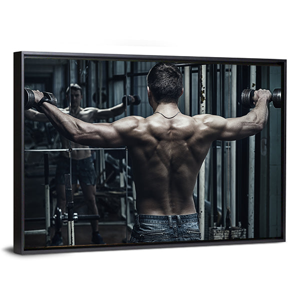 Athlete In Old Rusty Gym Canvas Wall Art-3 Horizontal-Gallery Wrap-25" x 16"-Tiaracle