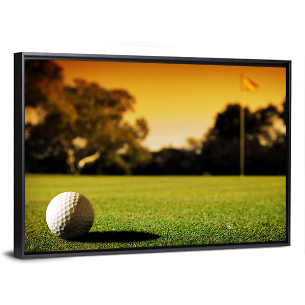 Golf Ball At Evening Sunset Canvas Wall Art