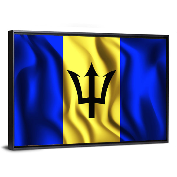 Flag Of Barbados Canvas Wall Art-1 Piece-Floating Frame-36" x 24"-Tiaracle