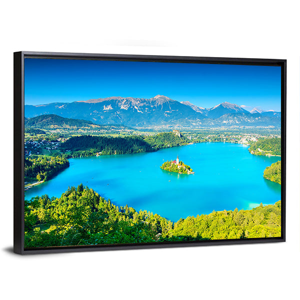 Bled Lake Slovenia Canvas Wall Art-1 Piece-Floating Frame-36" x 24"-Tiaracle
