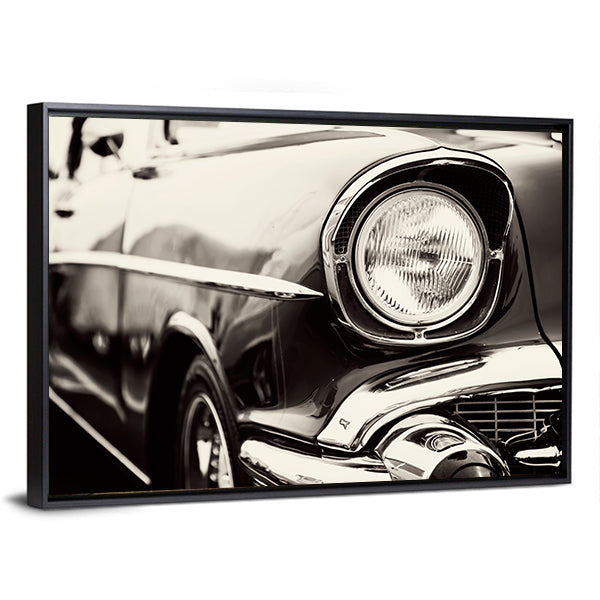 Classic Car Headlight Canvas Wall Art-3 Horizontal-Gallery Wrap-25" x 16"-Tiaracle