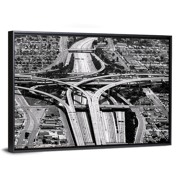 Gray Highway Interchange at Los Angeles Airport Canvas Wall Art