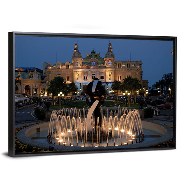 Monte Carlo Casino In Monaco Canvas Wall Art-1 Piece-Floating Frame-24" x 16"-Tiaracle
